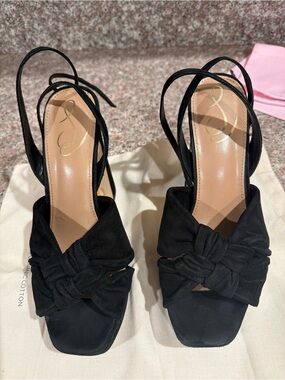 Sam Edelman Black Knotted Suede Slingback Heels